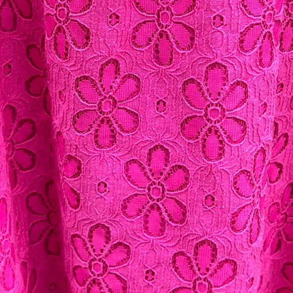 NWT $99 Kensie | Electric Pink | Eyelet Floral Ruffle Flutter Sleeve Dress - Picture 6 of 7